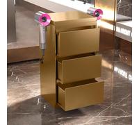 PP-Vic Boîte À Outils En Acier Inoxydable, Armoire De Salon De Beauté Pour Coiffeurs, Chariot À Outils De Coiffure Avec Tiroirs, Armoire De Rangement De Garage, Armoire,Triple layer c gold