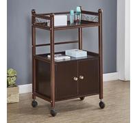 PP-Vic Chariot De Salon, Meuble Utilitaire Mobile En Bois Pour Palettes De Salon, Station De Rangement À Roulettes À Trois Niveaux, Chariot De Beauté Avec Tiroirs Pour Bureau De Clinique,Brown 03