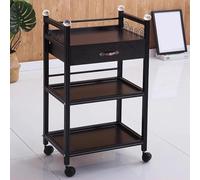 PP-Vic Chariot De Salon, Meuble Utilitaire Mobile En Bois Pour Palettes De Salon, Station De Rangement À Roulettes À Trois Niveaux, Chariot De Beauté Avec Tiroirs Pour Bureau De Clinique,Brown 01