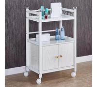PP-Vic Chariot De Salon, Meuble Utilitaire Mobile En Bois Pour Palettes De Salon, Station De Rangement À Roulettes À Trois Niveaux, Chariot De Beauté Avec Tiroirs Pour Bureau De Clinique,White 02