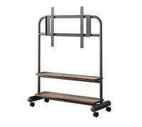 PP-Vic Chevalet d'art Roulant pour Écran LCD LED 32-75 Pouces, Support D'affichage Mobile pour Studio TV, Support D'accessoires en Acier Inoxydable avec Plateau De Rangement,Black+2 Layers