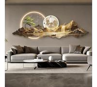 PP-Vic Décoration D'horloge Murale 3D Avec Éclairage LED - Horloge Suspendue De Style Moderne, Sculpture Murale Enfichable, Mettant En Vedette Un Art Paysager Créatif,Bb120cm