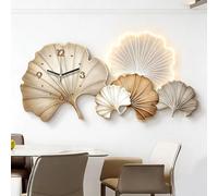 PP-Vic Décoration Murale 3D Avec Horloge LED, Art Mural Floral Moderne, Sculpture Murale Créative Élégante À Grande Échelle, Idéale Pour Le Salon, La Chambre, L'entrée Et Le Bureau.,60cm