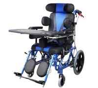 PP-Vic Fauteuil Roulant De Transport Entièrement Inclinable, En Alliage D'aluminium Avec Coussin D'assise, Plateau Repas Et Frein À Main, Fauteuil Roulant Pour Paralysie Cérébrale,Child