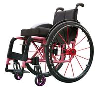 PP-Vic Fauteuil Roulant Motorisé Pour Le Sport - Pliable En Aluminium Avec Repose-Pieds Et Hauteur D'assise Réglables, Chariot Amortisseur Avec Frein À Main Et Roues Arrière,Pink 40cm/15.7in