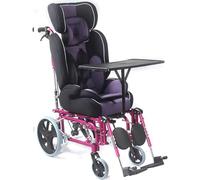 PP-Vic Fauteuil Roulant Pour Enfants Atteints De Paralysie Cérébrale, Fauteuil Roulant De Transport Manuel À Dossier Haut,Voyage Pratique,Équipé D'un Chariot De Conduite À Plateau De Bureau,Violet