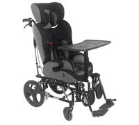 PP-Vic Fauteuil Roulant Pour Enfants Atteints De Paralysie Cérébrale, Fauteuil Roulant De Transport Manuel À Dossier Haut,Voyage Pratique,Équipé D'un Chariot De Conduite À Plateau De Bureau,Gris