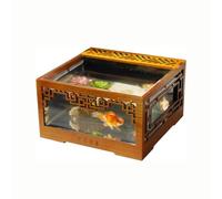 PP-Vic Kit D'aquarium De Style Oriental, Petit Aquarium Rétro en Acrylique De 1,6 Gallon, Mini Boîte d'alimentation pour Tortues Domestiques De 5,5 L, Système De Filtration Caché