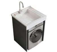 PP-Vic Lavabo Intérieur Polyvalent,Évier De Cuisine Commercial Autoportant, Support De Rangement Pour Machine À Laver Robuste Avec Un Petit Évier Sur Le Dessus,Économisant De L'espace,A 70x60cm