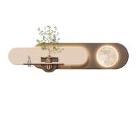 PP-Vic Peinture Décorative De Plante Verte En Grès À LED,Sculpture D'art Mural,Peinture Murale De Salon Et De Couloir De Style Chinois Moderne,Décoration D'art Mural 3D,Adaptée Au Salon,100 * 24cm