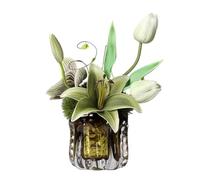 PP-Vic Petit Vase À Fleurs en Verre pour Table Basse, Vase en Cristal Artistique, Centre De Table À Large Ouverture Adapté À La Table À Manger, À La Cuisine,Au Bureau Et À La Décoration,Vert