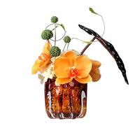PP-Vic Petit Vase À Fleurs en Verre pour Table Basse, Vase en Cristal Artistique, Centre De Table À Large Ouverture Adapté À La Table À Manger, À La Cuisine,Au Bureau Et À La Décoration,Orange