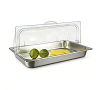 PP-Vic Plateau De Buffet À Roulettes, Récipient De Présentation De Table En Acier Inoxydable De Qualité Alimentaire, Présentoir De Buffet Avec Couvercle Transparent, Comprend Des Plateaux,Deep 6.5cm