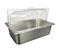 PP-Vic Plateau De Buffet À Roulettes, Récipient De Présentation De Table En Acier Inoxydable De Qualité Alimentaire, Présentoir De Buffet Avec Couvercle Transparent, Comprend Des Plateaux,Deep 15cm