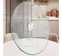 PP-Vic Plateau Tournant En Verre Trempé - Plateau Rond Rotatif À 360° - Plateau De Service Transparent - Avec Système D'assistance À La Rotation - Rotation Silencieuse Et Fluide,90cm/35in