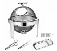 PP-Vic Plateaux De Buffet Isothermes À Roulettes, Ensemble De Plateaux Isothermes En Acier Inoxydable, Comprenant Plateau, Pot Et Couvercle, Et Petites Assiettes, Adaptés Aux Cuisines, Fêtes,6l/1