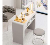 PP-Vic Poste De Travail De Salon De Beauté De Manucure Professionnelle, Table De Technicien D'ongles Moderne, Table De Manucure Avec Lumières LED, Table De Manucure De Maquillage