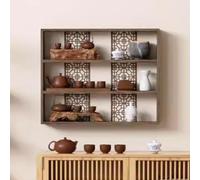 PP-Vic Présentoir Mural Pour Tasses À Thé De Style Chinois, Vitrine Décorative En Bois Massif À Plusieurs Fentes, Étagère D'affichage Antique Flottante Vintage, Style Campagnard,Cc