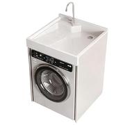 PP-Vic Support De Machine À Laver Robuste Avec Vanité De Salle De Bain, Petit Support De Rangement Vertical Pour Machine À Laver Avec Raccords De Robinet, Évier/Vasque À Linge Adapté,A 70 * 60cm