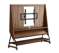 PP-Vic Support TV Mobile avec Base, Console multimédia sur roulettes, Support d'angle en Bois avec étagère, Hauteur réglable pour écrans Plats LCD/LED au Bureau et à Domicile,60 to 75 inch