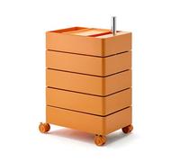 PP-Vic Table D'appoint De Rangement Rotative À 360°,Meuble D'appoint De Canapé,Table Basse De Studio Mobile, Rangement Rotatif Avec 5 Tiroirs,Rangement Des Outils Dans Les Salons De Coiffure,Orange