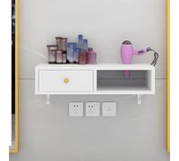 PP-Vic Table De Barbier Suspendue Murale, Cloison De Salon De Coiffure En Bois Avec Tiroirs Et Trou Pour Sèche-Cheveux, Armoire De Rangement Ouverte Pour Équipement De Spa De Salon,White 60cm