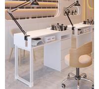 PP-Vic Table De Manucure Moderne Et Lumineuse, Table De Salon De Beauté, Table De Manucure Professionnelle Avec Tiroirs, Table De Spa, Grande Capacité,Blanc