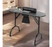 PP-Vic Table De Manucure Pliable, Table De Manucure Avec Collecteur De Poussière, Table De Manucure De Spa Salon Professionnel, Table De Manucure Portable Mobile, Équipement De Manucure,Noir