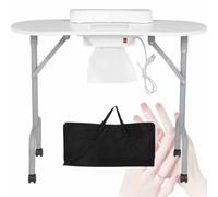 PP-Vic Table De Manucure Pliante Portable, Table De Manucure Station Technique De Salon De Beauté, Table De Manucure De Travail De Travail De Salon De Beauté Moderne, Salon De Beauté,Blanc