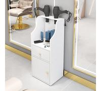PP-Vic Table De Salon Professionnelle Pour Coiffeur - Meuble De Rangement Vertical Avec Tiroirs Et 2 Supports Pour Sèche-Cheveux Pour Salon De Beauté, Salon De Coiffure, Tatouage,Blanc