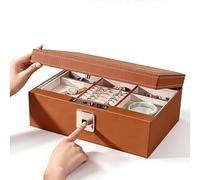 PP-Vic Une Boîte À Bijoux Avec Un Miroir Et Un Système De Déverrouillage Par Empreinte Digitale, Une Boîte De Rangement De Bijoux Haut De Gamme Multicouche, Une Vitrine De Bijoux Exquise,Big