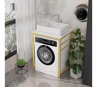 PP-Vic Unité De Rangement Pour Lavabo Multifonctionnelle, Support De Machine À Laver Robuste À Étagères Ouvertes, Petit Évier De Rangement De Salle De Bain Moderne, Adapté À La Buanderie,D'or