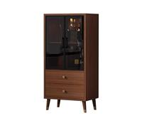PP-Vic Vitrine De Rangement À Lumière LED,Armoire À Vin Rétro Sur Pied Avec Porte En Verre Trempé,Cadre De Porte En Alliage D'aluminium Massif, Casier À Vin/Boissons,Cuisine Domestique,60*40*125cm