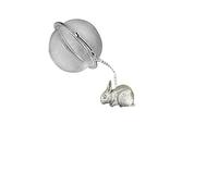 Ppa15 Boule à thé en forme de lapin en étain anglais sur feuille de thé en acier inoxydable