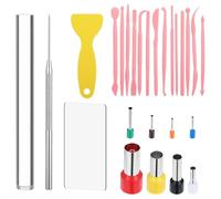 PpAaJK Kit de 26 outils d'argile polymère avec rouleau, coupeurs, outils pour sculpter, outils pour modeler l'argile avec détails à l'aiguille, coupeurs circulaires pour l'argile