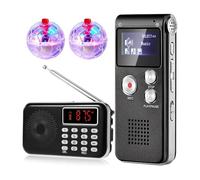 PPcdfre Kit d'équipement 4 pièces Radio FM avec enregistreurs vocaux numériques 8 Go avec 2 piles LED Cat Ball pour numérisation