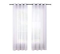 PPcdfre Lot de 2 voilages à œillets blancs de 210 cm pour fenêtre de chambre à coucher