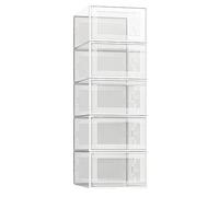 PPcdfre Lot de 5 boîtes à chaussures transparentes en plastique avec tiroir Blanc