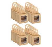 PPcdfre Lot de 50 boîtes pliables en papier kraft pour bouteille de vin avec fenêtre pour Noël, mariage, accessoires de vin