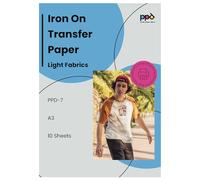 PPD 10 x A3 Papier Transfert Tee-Shirt/Textiles Blancs ou Clairs, Fond Transparent, Personnalisable, Thermocollant, Impression Jet d’Encre PPD-7-10