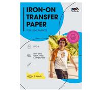 PPD 5 x A4 Papier Transfert Tee-Shirt/Textiles Blancs ou Clairs, Fond Transparent, Personnalisable, Thermocollant, Impression Jet d’Encre PPD-1-5