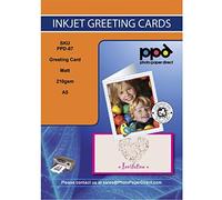 PPD 50 Cartes De Vœux Vierges Personnalisables Premium Imprimables Jet D'encre, A5 Pliées en A6, Fini Mat 210g, PLUS 50 Enveloppes PPD-87-env-50
