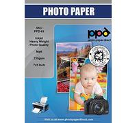 PPD 7x5” x 40 Feuilles Papier Photo Mat, Fort Grammage 230g, Jet d' Encre, Format environ 13x18cm, Qualité Photo Artistique PPD-61-40