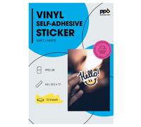 PPD A4 x 10 Autocollants en Vinyle Mat, Qualité Photo, Personnalisables, Impression Jet d’Encre, Résistants aux Déchirures et Etiquettes PPD-38-10
