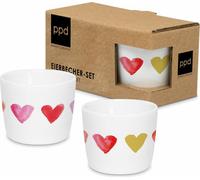 PPD Aquarell Hearts Egg Cup Set, 2-tlg., Eierbecher, Eierhalter, New Bone China, 604809