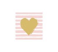 PPD Birthday Hearts & Stripes Rosé Servietten, Tischservietten, Tissue, Herz-Muster, Bunt, 33 x 33 cm, 1332491