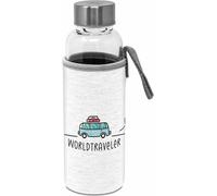 PPD Glass Bottle Worldtraveler, mit Schützhülle, Flasche, Glasflasche, Trinkflasche, Borosilikatglas, 350 ml, 461322