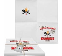 PPD License To Grill Serviettes textiles, serviettes en tissu, serviettes de table, lot de 2, coton, blanc / multicolore, 20 cm, 1531268