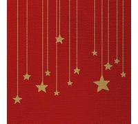 PPD Lot de 20 serviettes de table en papier avec motif de Noël - Motif : guirlande d'étoiles sur fond rouge - Convient également pour le découpage et la technique des serviettes - 33 x 33 cm