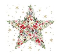 PPD Lot de 20 serviettes de table en papier avec motif d'étoile naturelle festive - Convient également pour le découpage et la technique des serviettes - 33 x 33 cm